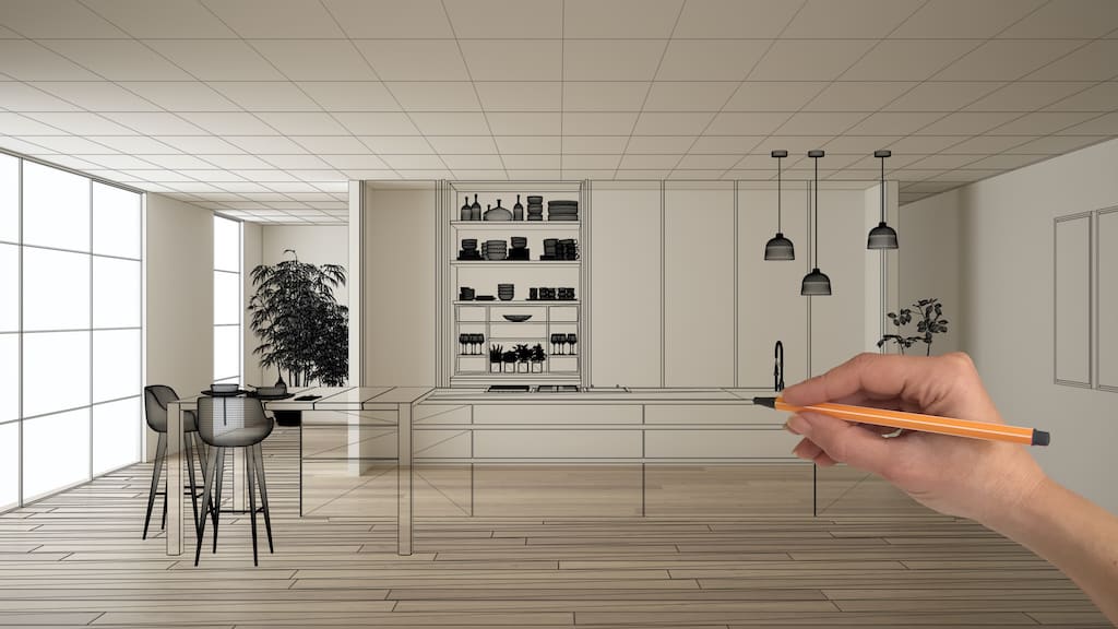 Handzeichnung nach architektonischem Design